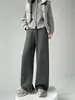 Pantalones Lulu Populares Mejorados Versátiles de Cintura Alta con Caída Moda Americana Forro Polar Levanta Glúteos Casual de Pierna Ancha