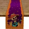Bandera de mesa de lino Día de los Muertos Decoración navideña para el hogar Mantel de mesa de comedor Bandera de té Bandera de mesa de estilo mexicano