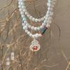 Pulseira Jinqi Banhada a Prata para Mulheres, Pulseira de Flor Lírio-do-Vale de Esmalte Antigo com Três Círculos de Contas, Versátil e de Alta Qualidade