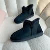 Botas de Nieve de una Pieza para Hombre de Piel de Oveja de Caña Baja para Otoño e Invierno, Zapatos de Hombre Gruesos de Terciopelo Cálidos, Botas de Hombre Slip-On para Conducir