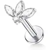 Titânio G23 Zircônia de Três Pontas Piercing de Lábio Rosca Interna Barra Reta Stud de Fundo Plano F136 Joia de Orelha Stud de Osso da Orelha Stud Geométrico Simples
