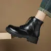 Botas Martin con Cremallera Trasera Vintage para Viajar 2024 Nuevas con Cordones Botines de Tacón Grueso Medio Botas Romanas Vintage Botas de Comercio Exterior