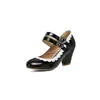 2021 Novos Sapatos de Salto Alto de Comércio Exterior Transfronteiriço com Sapatos de Couro Envernizado Tamanho Grande 40-48 Sapatos Femininos com Combinação de Cores