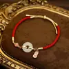 Día de San Valentín Chino Navidad Pulsera de Cuerda Roja Año del Zodiaco Transferencia Pulsera de Jade Blanco Hetian Hebilla de Seguridad Pulsera Regalo para el Día de San Valentín Joyería