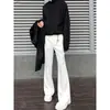 Pantalones de hombre de otoño modernos y sencillos con drapeado, estilo retro americano de alta calle, color liso, adelgazantes y que alargan las piernas, pantalones ligeramente acampanados