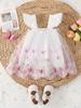 Roupas de bebê para meninas vestido verão sling malha areia borboleta saia bordada bebê meninas princesa saia pouce saia