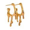 Brincos de aço inoxidável banhados a ouro de alta qualidade, estilo celebridade da Internet europeia e americana, outono e inverno, design irregular em forma de líquido, brincos da moda