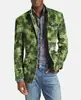 Blazer de comercio exterior a medida de un solo botón con dos botones y bolsillo grande para hombre, chaqueta de traje casual a cuadros de corte ajustado