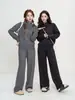 Casaco de malha liso para outono e inverno, estilo coreano, para mulheres, conjunto de tricô fashion solto e casual
