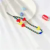 Corrente Colorida para Celular Pingente Coração Colorido Estilo Coreano e Japonês Alça Colorida para Câmera com Contas Feita à Mão Cordão de Celular Portátil Antiperda