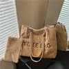 Bolso de hombro transfronterizo nuevo de gran capacidad para mujer, bolso de mano de pana moderno y versátil con estampado de leopardo y diseño de letras, adecuado para el trabajo