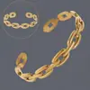 Fornecimento Exclusivo Transfronteiriço de Pulseiras Abertas Irregulares Estilo Europeu e Americano, Aço Inoxidável Galvanizado a Ouro Real 18K, Pulseiras Femininas de Luxo Leve Atacado
