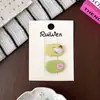 Grampo de Cabelo Infantil com Padrão Xadrez de Bolinhas Tecido Botão de Desenho Animado Clipes Oval Bb para Meninas Grampo Lateral Fofo