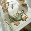 Mantel Navideño TEMU Nuevo Transfronterizo Material de Lino Estampado Utensilios de Cocina para el Hogar Posavasos Decoración para Fiestas Navideñas