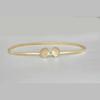 Moda Nova Mulher Cinto Escudo Dourado Fivela Metal Cadeia Elástica Decoração Cintura Cadeia Personalização