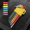 Chave Sextavada Interna Colorida Jogo de Chaves Sextavadas 9 Peças Ferramenta Chave de Fenda Combinação Sextavada Cabeça Esférica