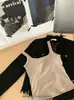 Mejor Amiga 2517 # Chaleco Cepillado con Lazo, Cuello Cuadrado, Hermoso Chaleco Hilo en la Espalda con Almohadilla en el Pecho, Camiseta Interior para Mujer de Otoño e Invierno