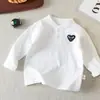 Camiseta Infantil 26 Primavera Meninos Estilo Japonês Marca da Moda Coração Manga Longa Camisa Básica Bebê Criança Gola Polo Top Estiloso