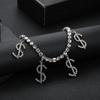 Tobillera de strass con símbolo de dólar nuevo transfronteriza europea y americana, tobillera brillante para la playa, símbolo de dólar USD, joyería de tobillo de tendencia, Tobillera