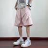 Shorts Masculino de Seda de Gelo Secagem Rápida Verão Fino Plissado Calça Esportiva Americana Bonita Solta Fresca Casual Calça de Cinco Pontos