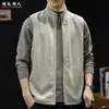 Chaleco de textura gofre con cuello alto para hombre, nuevo chaleco chaqueta casual con cremallera de capa de aire para otoño 2026, talla grande