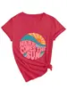 Aquí Viene el Sol Amazon Ebay Sitio Independiente Moda Casual Camiseta de Manga Corta con Cuello en V para Mujer Comercio Exterior