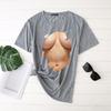 Playera de mujer de talla grande europea y americana audaz divertida de manga corta top spoof de manga corta cuello redondo