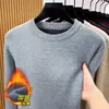 Venta al por mayor de fabricante suéter de una pieza de forro polar para hombre con cuello alto medio, nuevo suéter de punto base cálido engrosado de invierno