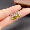 Brincos de Peridoto Natural Transfronteiriços Acessórios de Pedra Preciosa Nicho Alto Padrão Joias de Prata 925 5*7 Fábrica de Moda