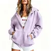 Estação Internacional Aliexpress Camisa com Zíper Diária Cardigã Moletom com Capuz Cor Sólida Roupa Esportiva Outono e Inverno Fleece Jaqueta Solta