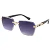 Nuevas Gafas de Sol de Moda para Hombres y Mujeres Sin Marco Ultra Transparentes Pieza de Océano Borde Cortado en Diamante Tendencia Venta al por Mayor Transfronteriza