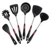 Juego de Utensilios de Cocina de Silicona Rojo de Internet Juego de 6 Piezas de Acero Inoxidable y Silicona para el Hogar Espátula Cuchara para Sartén Antiadherente Suministro Directo de Fábrica