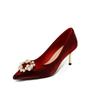 Zapatos de Boda Xiuhe Cuatro Estaciones para Mujer 2022 Borgoña Tacones Altos Estilo Chino de Novia Uso Bidireccional Zapatos de Boda Tacón Grueso