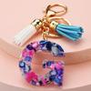 Llavero con 26 letras en inglés, estilo europeo y americano, con borlas de cristal acrílico transparente, adorno para bolso, pequeño regalo.