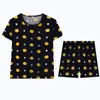 Venta al por mayor de comercio exterior de fábrica transfronterizo de dibujos animados para mujer, pijama de verano para mujer, manga corta, pantalones cortos, menos, traje de ropa para el hogar para mujer, delgado