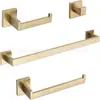 Estante de Almacenamiento para Baño de Acero Inoxidable 304 Estante para Toallas Gancho Tubo Cuadrado sin Agujeros Estante para Toallas Accesorios de Baño Transfronterizo