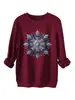 Amazon eBay loja independente moda casual feminina moletom de pelúcia grosso azul floco de neve com lantejoulas para e-commerce transfronteiriço