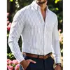 Camisa europea de hombre talla grande con rayas estampadas, manga larga, con cuello, ropa informal elegante para hombre, cárdigan, venta al por mayor de comercio exterior