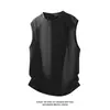 Camiseta sin mangas de canalé de peso pesado estilo americano para hombre, camiseta sin mangas de verano, capa interior blanca, top sin mangas fresco, ropa para fitness en interiores para hombre