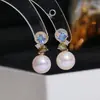 Acessórios DIY Prata Esterlina S925 Toque de Luxo Brincos de Tarraxa com Pérola Bases Vazias Pingentes de Brinco Semi-Acabados Joias para Orelha Bases de Prata Zircônia Azul