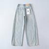 1048-25 Primavera Nuevo Estilo Americano Blanco Lavado Pantalones Cimitarra Pesados Sueltos Pierna Ancha Casuales Jeans