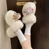 Chinelos de Algodão Fechados Versáteis da Moda para Mulheres, Chinelos de Algodão Fechados Fofos com Desenhos para Mulheres, Adequados para Uso Externo, Novo Modelo Outono e Inverno 2025