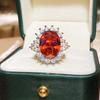 Novo anel aberto elegante estilo Diana com gema de turmalina vermelha artificial cor tesouro feminino online Red Live fornecimento entrega