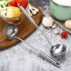 Acero Inoxidable 304 Cuchara para Fondue Mango Largo Espumadera Juego de Cucharas para Sopa para Cocina Casera, Diseño Integrado Engrosado