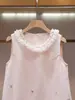 Shenzhen Nanyou Moda Femenina de Gama Alta Verano Nuevo Rosa Estilo Dulce Reductor de Edad Encaje de Pedrería Vestido Camiseta de Cuello Redondo