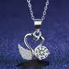 Rápido mano TikTok en línea Rojo Vivo suministro collar de plata ocho corazones y ocho flechas alta imitación color D moissanita Trébol colgante femenino