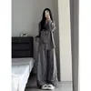 [Gatito Gris Avanzado] Pijama Nuevo Estampado para Mujer, Manga Larga y Pantalón Largo para Primavera y Otoño, Nuevo Conjunto Cálido para Estar en Casa