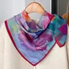 Bufanda de Imitación de Seda de Hangzhou de Lino para Mujer Primavera y Otoño Estilo Nacional Retro Estanque de Lotos 70 Cuadrado Bufanda China Bufanda Chal para Madre