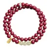 Pulsera de Mineral Crudo Natural Muzhihui de Cinabrio para Mujer, Cera de Abeja, Pulsera de Múltiples Vueltas de Jade Hetian Rojo del Sur, Regalo de Pulsera de Año de Nacimiento
