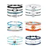 Nuevo Conjunto de Pulseras Trenzadas Arcoíris de Hilo con Cuentas de Estilo Étnico, Sencillo y Moderno, Superventas Transfronterizo Multicapa